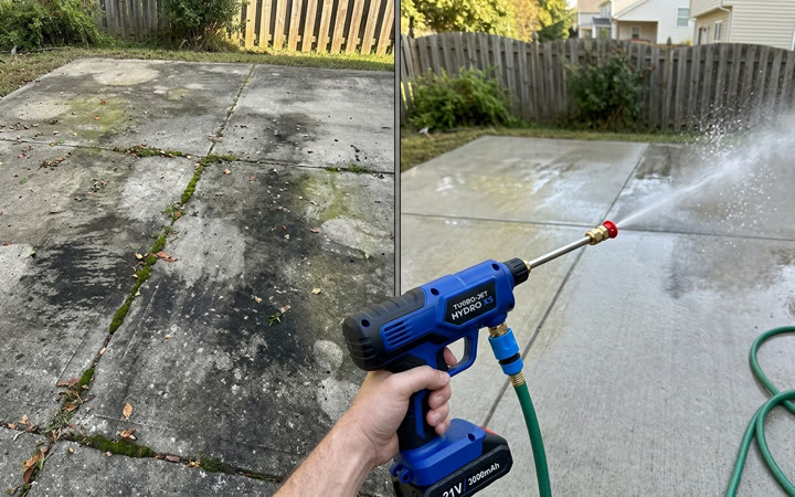 Patio cleaned in 47 seconds with the Hydro X5